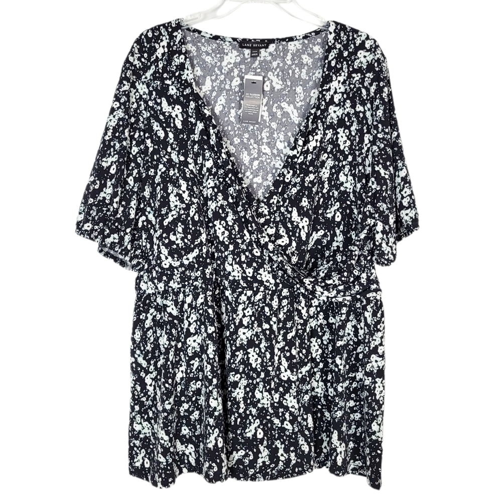 LANE BRYANT floral faux wrap top stretchy NWT